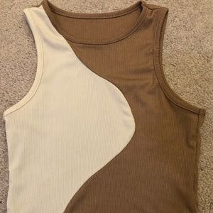 SHEIN Size small ribbed crop top in tan/brown like new